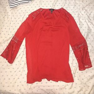 ♥️ Red bohemian lace detail shirt